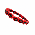 Elegua Ilde | flower pattern - Handmade Red and Black Spiritual Protection Bracelet