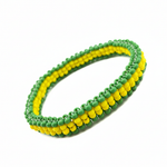 Orula Ilde | double Slim / Minimalist style - Handmade green & yellow Spiritual Protection Bracelet