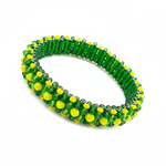 Orula Ilde | Woven Diamond Pattern - handmade Green & Yellow Protection Bracelet