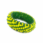 Orula Ilde | Chunky / Bold Style - handmade green & yellow crystal beads Spiritual Protection Bracelet