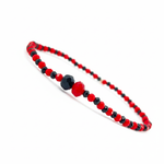 Elegua Ilde | flower pattern - Handmade Red and Black crystal beads Spiritual Protection Bracelet