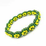Orula Ilde | flower pattern - Handmade green & yellow crystal beads Spiritual Protection Bracelet