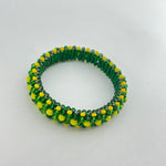 Orula Ilde | Woven Diamond Pattern - handmade Green & Yellow Protection Bracelet