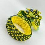Orula Ilde | Chunky / bold style with chess pattern - Handmade green & yellow crystal beads Spiritual Protection Bracelet