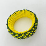 Orula Ilde | Chunky / bold style with chess pattern - Handmade green & yellow crystal beads Spiritual Protection Bracelet