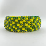 Orula Ilde | Chunky / bold style with chess pattern - Handmade green & yellow crystal beads Spiritual Protection Bracelet