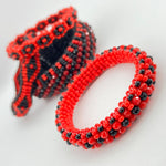 Elegua Ilde | woven diamond pattern - Handmade Red and Black Spiritual Protection Bracelet