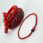 Elegua Ilde | flower pattern - Handmade Red and Black crystal beads Spiritual Protection Bracelet