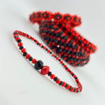 Elegua Ilde | flower pattern - Handmade Red and Black crystal beads Spiritual Protection Bracelet