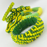 Orula Ilde | Chunky / Bold Style - handmade green & yellow crystal beads Spiritual Protection Bracelet