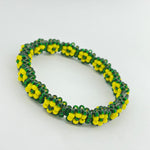 Orula Ilde | flower pattern - Handmade green & yellow crystal beads Spiritual Protection Bracelet