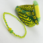 Orula Ilde | Slim / Minimalist style - Handmade green & yellow crystal beads Spiritual Protection Bracelet