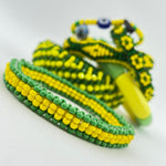 Orula Ilde | double Slim / Minimalist style - Handmade green & yellow Spiritual Protection Bracelet