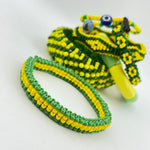 Orula Ilde | double Slim / Minimalist style - Handmade green & yellow Spiritual Protection Bracelet