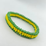 Orula Ilde | double Slim / Minimalist style - Handmade green & yellow Spiritual Protection Bracelet