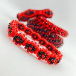 Elegua Ilde | flower pattern - Handmade Red and Black Spiritual Protection Bracelet