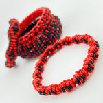 Elegua Ilde | flower pattern - Handmade Red and Black Spiritual Protection Bracelet