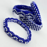 Yemaya Ilde | flower pattern - Handmade Blue & Silver crystal beads Spiritual Protection Bracelet