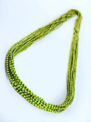 Authentic Orula/Orunmila Eleke Necklace | Santeria Yoruba Spiritual Protection Bracelet | Green and Yellow Orula Eleke | Religious