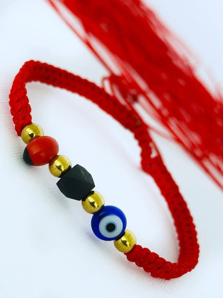 Brazalete Azabache Pulsera Perfecta Proteccion Ojo Turco , Azabache y Peonia 3 elementos