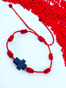 Azabache Bracelet con 7 nudos color rojo proteccion