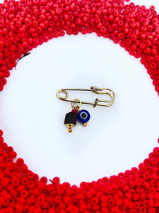 Baby Pin Azabache  y ojo turco azul  amuleto proteccion