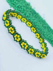 Ildé Orula/Orunmila Flor Auténtico | Pulsera de Protección Espiritual Santería Yoruba | Eleke Orula Verde y Amarillo