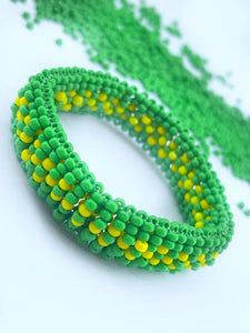 Ildé de Orula / Orunmila Auténtico | Pulsera de Protección Espiritual Santería Yoruba | Eleke Orula Verde y Amarillo