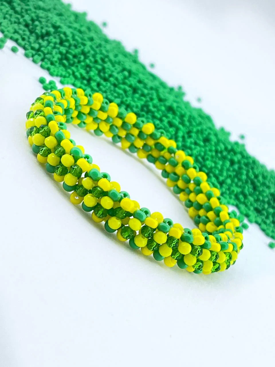 Ildé de Orula/Orunmila Auténtico | Pulsera de Protección Espiritual Santería Yoruba | Eleke Orula Verde y Amarillo